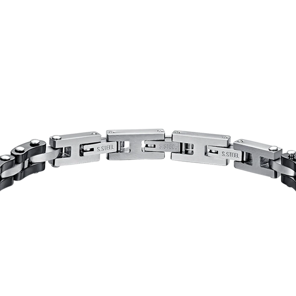 BRACCIALE UOMO IN ACCIAIO CON CERAMICA NERA - Image 5