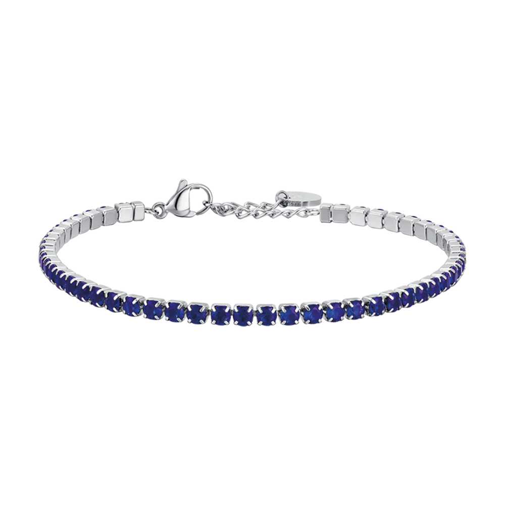 BRACCIALE TENNIS UOMO IN ACCIAIO CON CRISTALLI BLU