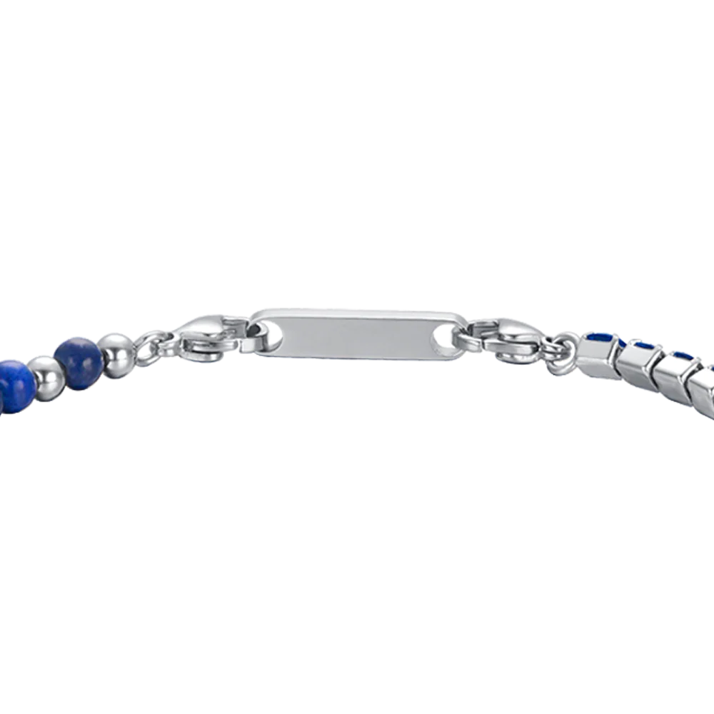 BRACCIALE UOMO IN ACCIAIO CON CRISTALLI BLU E PIETRE BLU - Image 5