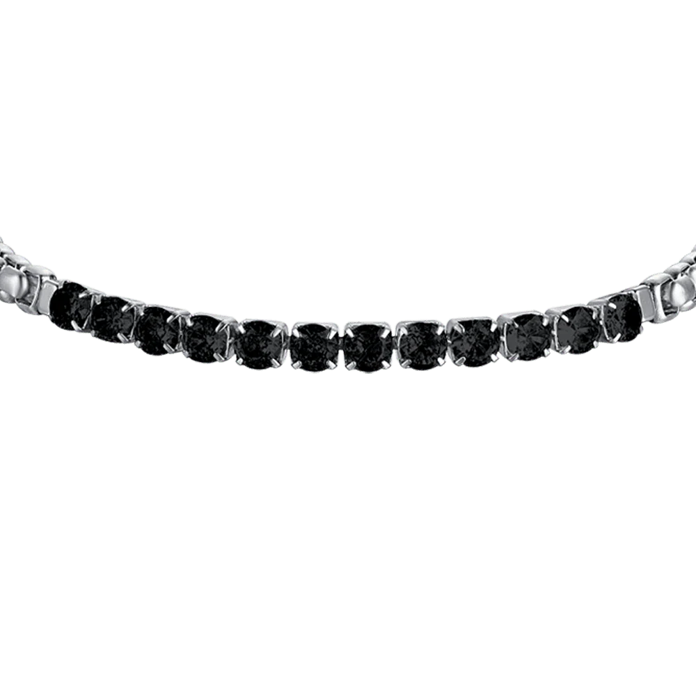 BRACCIALE UOMO IN ACCIAIO CON CRISTALLI NERI - Image 4