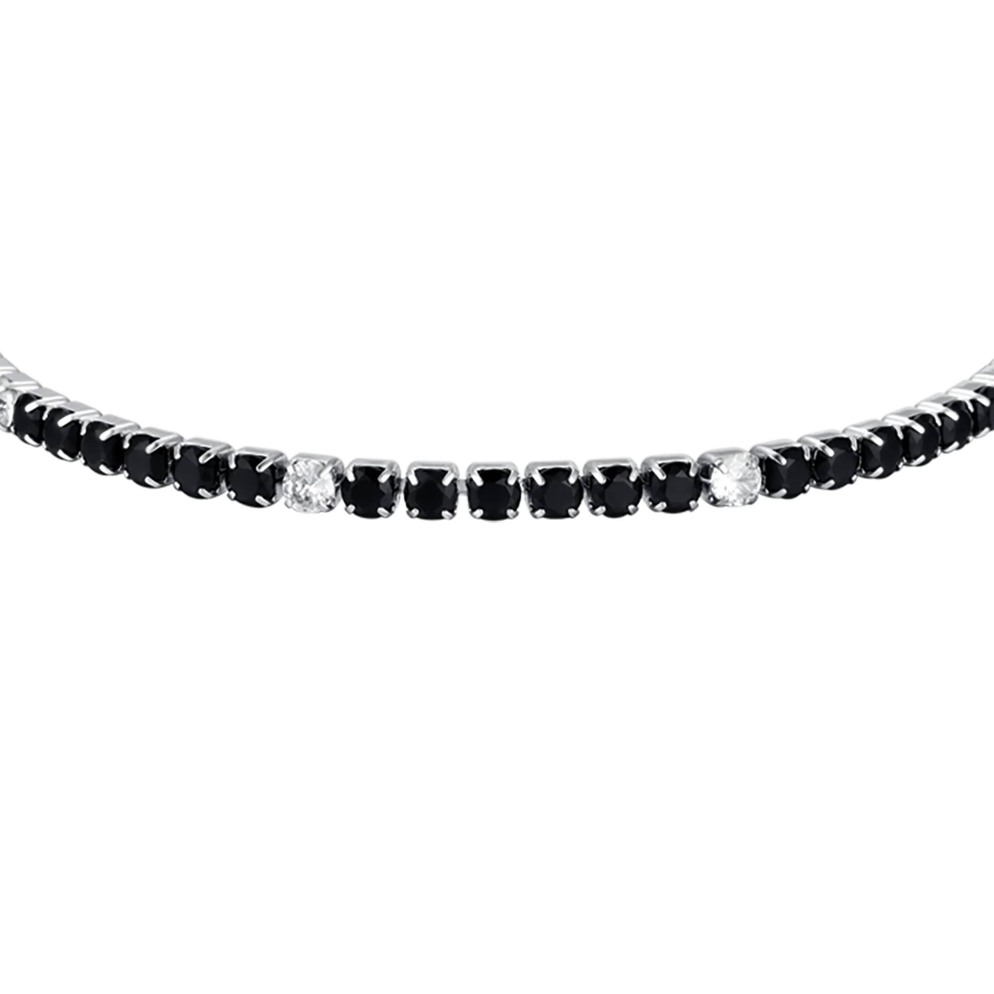 BRACCIALE TENNIS UOMO IN ACCIAIO CON CRISTALLI NERI E BIANCHI - Image 4