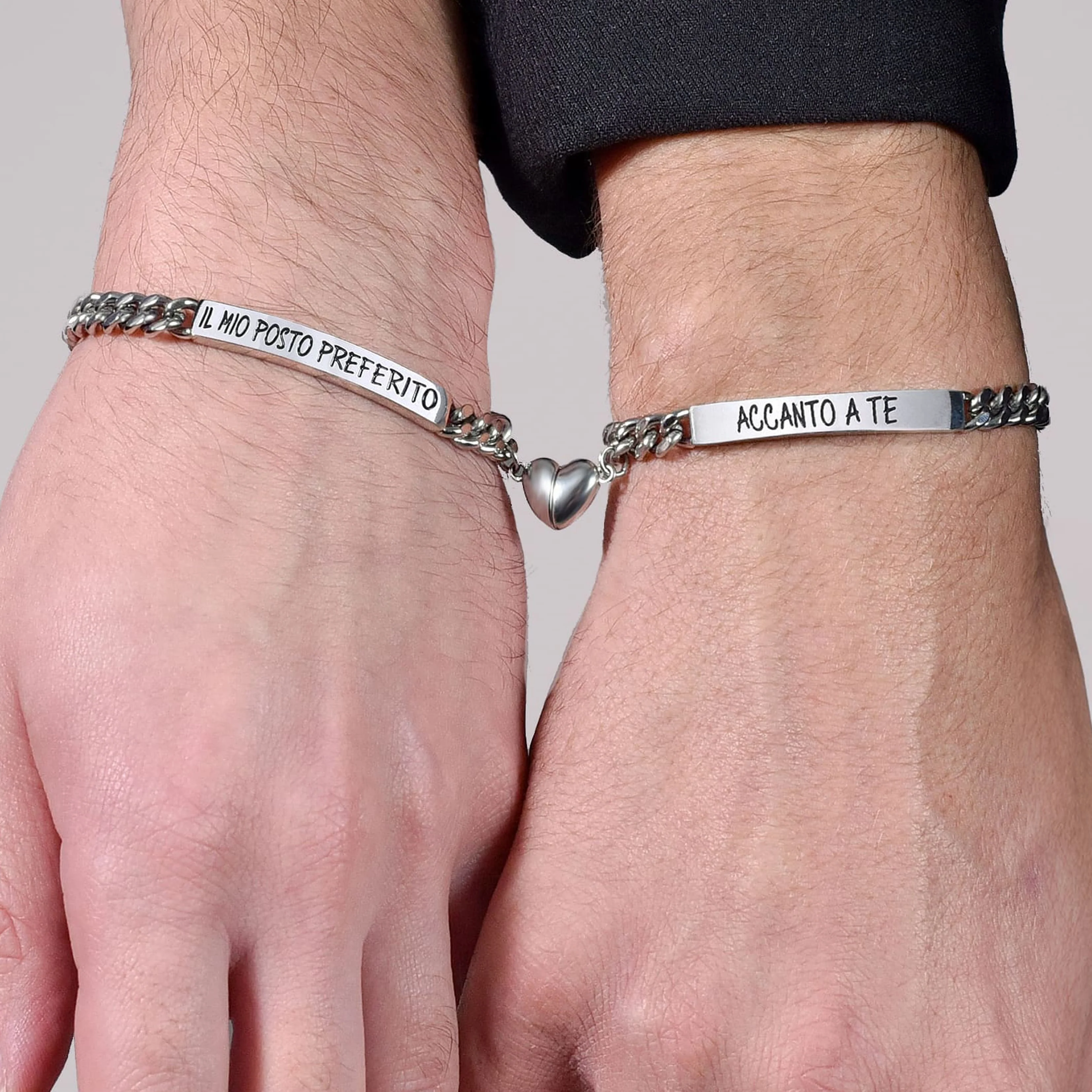 BRACCIALE UOMO IN ACCIAIO CON CUORE CALAMITA - Image 2