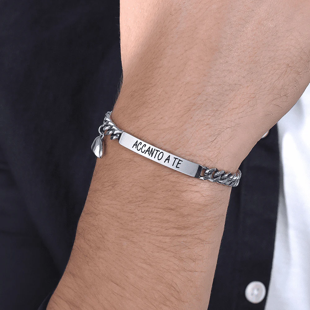 BRACCIALE UOMO IN ACCIAIO CON CUORE CALAMITA - Image 3