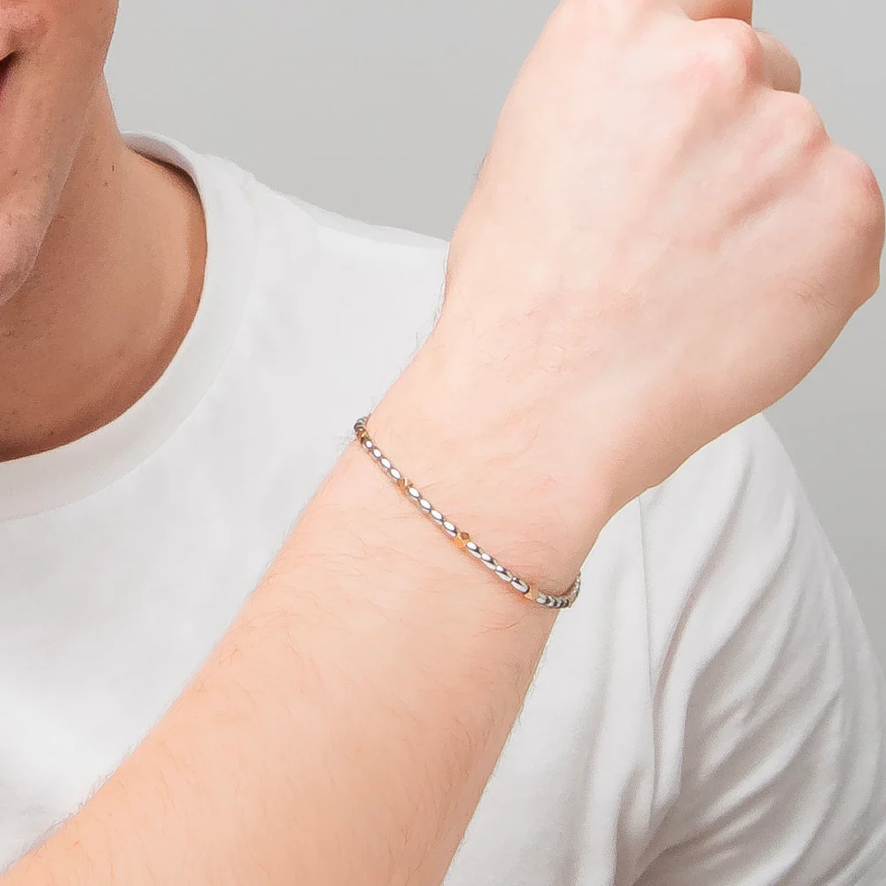 BRACCIALE UOMO IN ACCIAIO CON ELEMENTI IN EMATITE IP GOLD - Image 2