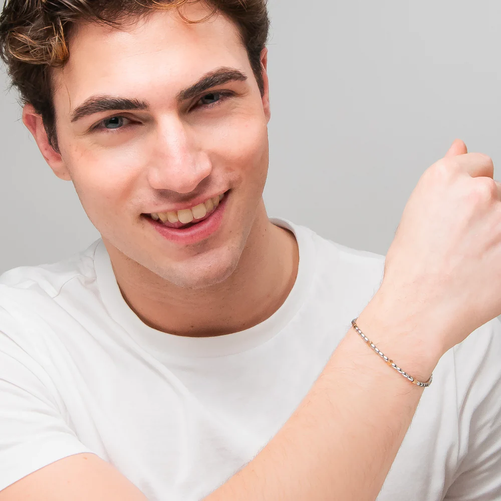 BRACCIALE UOMO IN ACCIAIO CON ELEMENTI IN EMATITE IP GOLD - Image 3