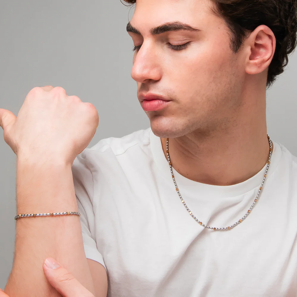BRACCIALE UOMO IN ACCIAIO CON ELEMENTI IN EMATITE IP GOLD - Image 4