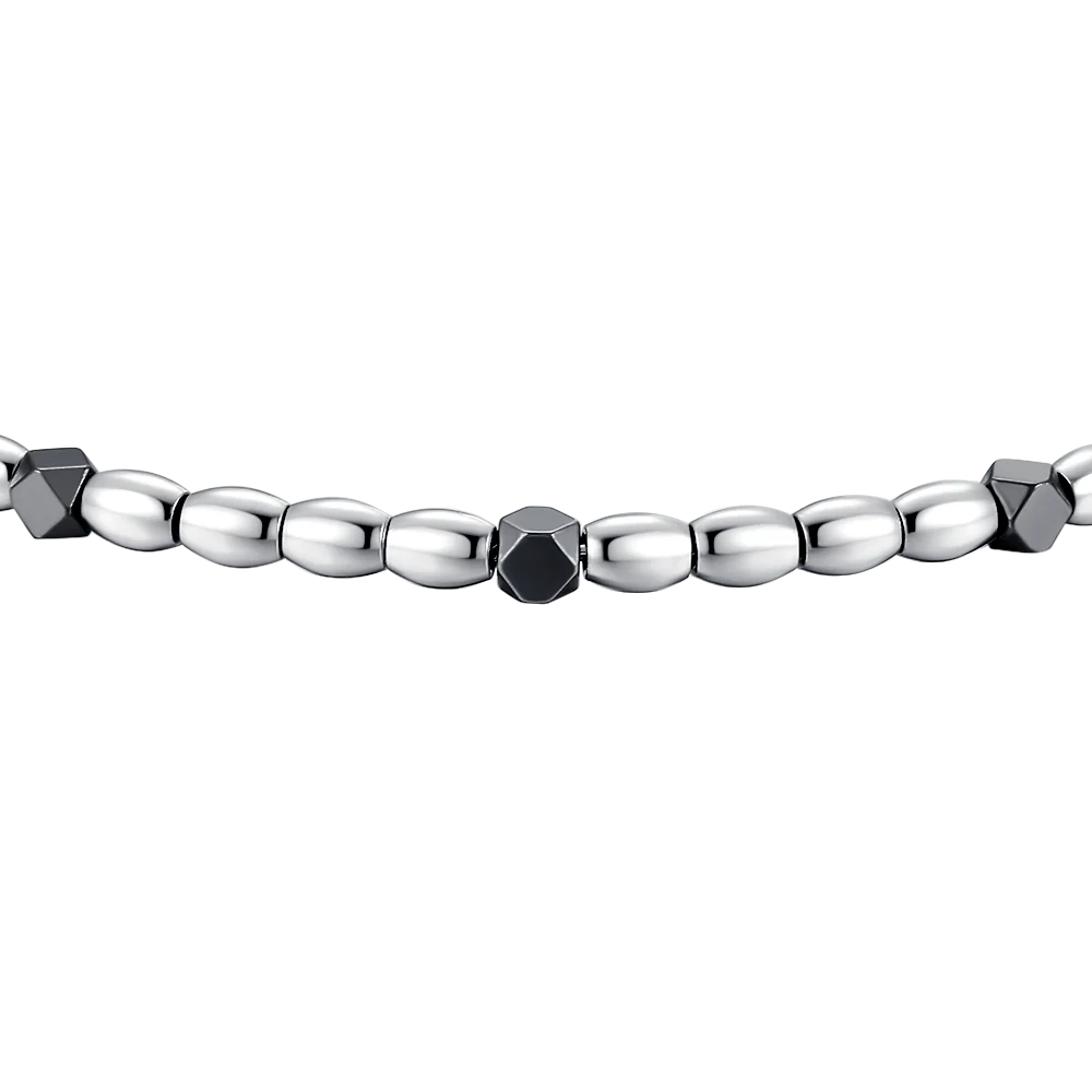 BRACCIALE UOMO IN ACCIAIO CON ELEMENTI IN EMATITE NERA - Image 5