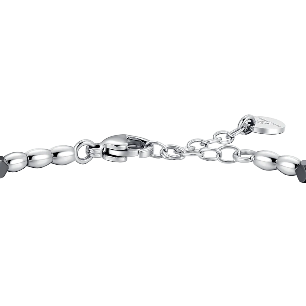 BRACCIALE UOMO IN ACCIAIO CON ELEMENTI IN EMATITE NERA - Image 6