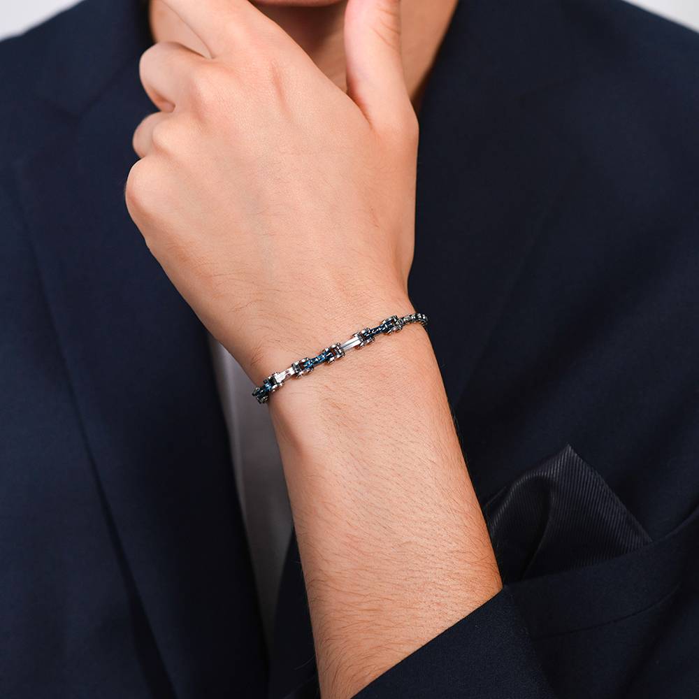 BRACCIALE UOMO IN ACCIAIO CON ELEMENTI IP BLU - Image 2