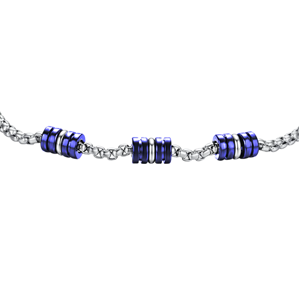 BRACCIALE UOMO IN ACCIAIO CON ELEMENTI IP BLU E SILVER - Image 4