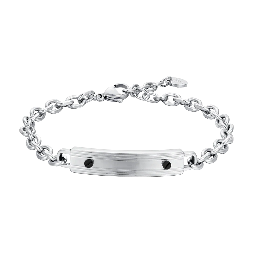 BRACCIALE UOMO IN ACCIAIO CON ELEMENTI NERI