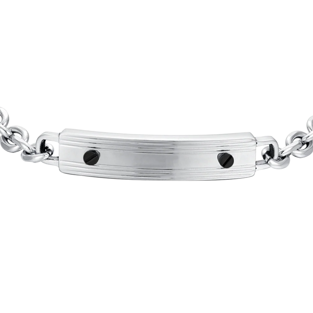 BRACCIALE UOMO IN ACCIAIO CON ELEMENTI NERI - Image 4