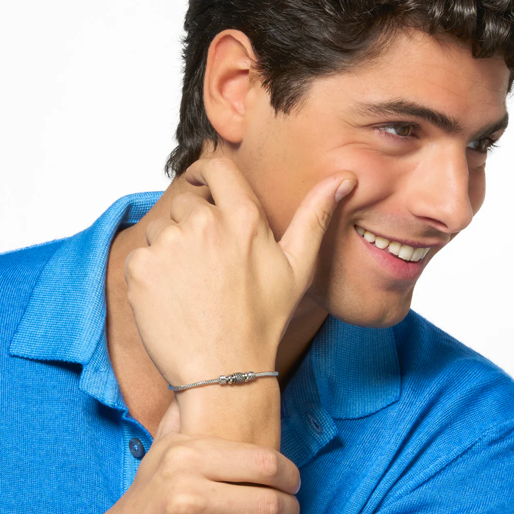 BRACCIALE UOMO IN ACCIAIO CON ELEMENTO CON SMALTO NERO - Image 3
