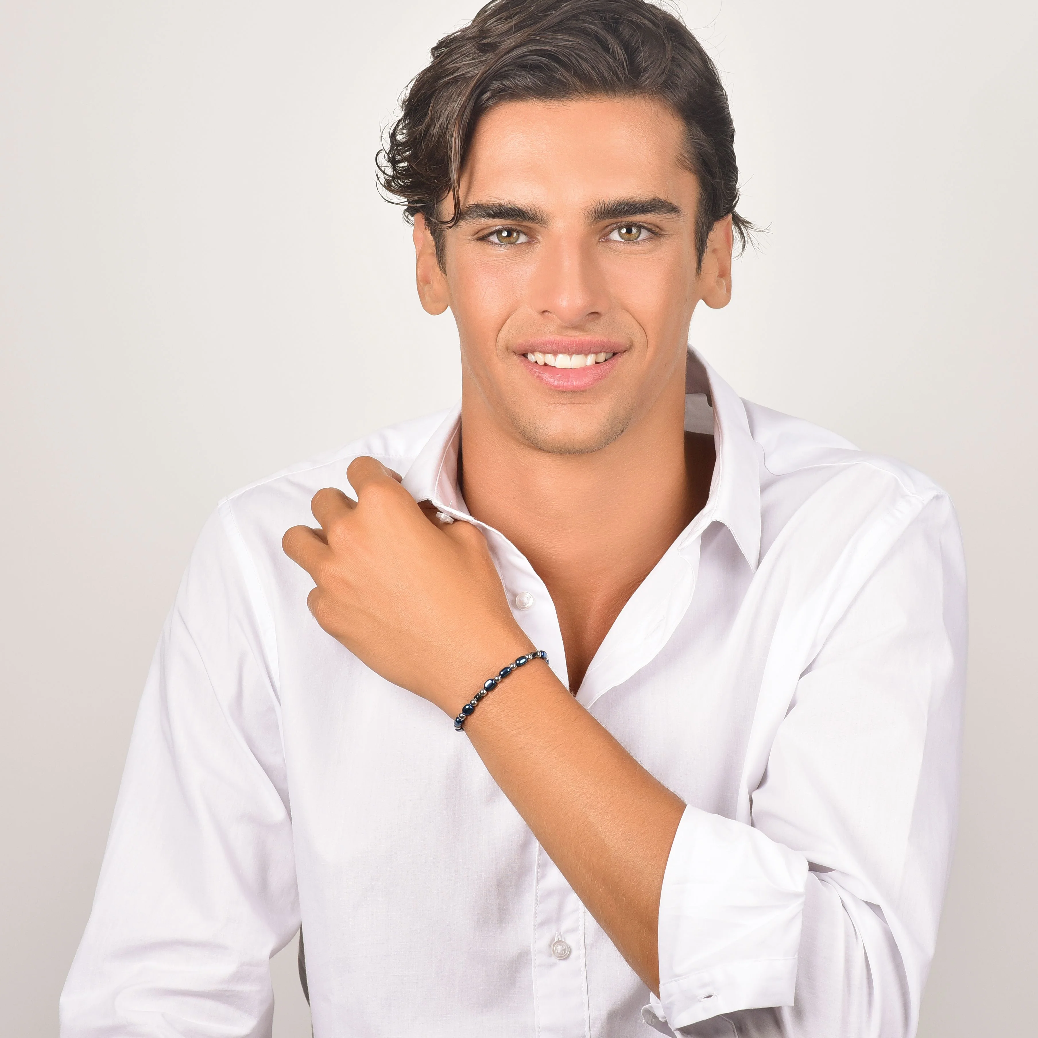 BRACCIALE UOMO IN ACCIAIO CON EMATITE BLU - Image 3