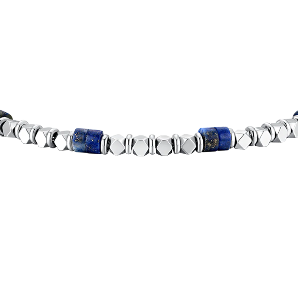 BRACCIALE UOMO IN ACCIAIO CON EMATITE E PIETRE LAPIS - Image 4
