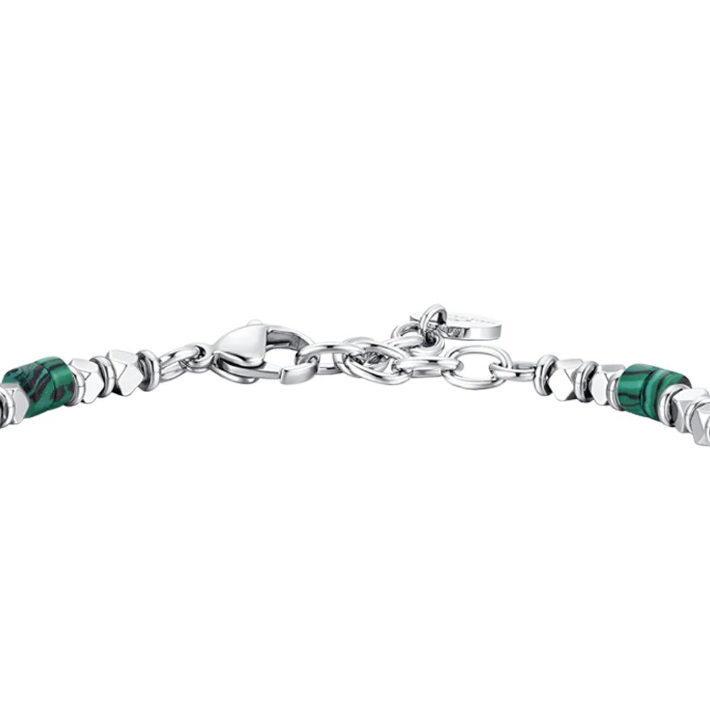 BRACCIALE UOMO IN ACCIAIO CON EMATITE E PIETRE MALACHITE - Image 5