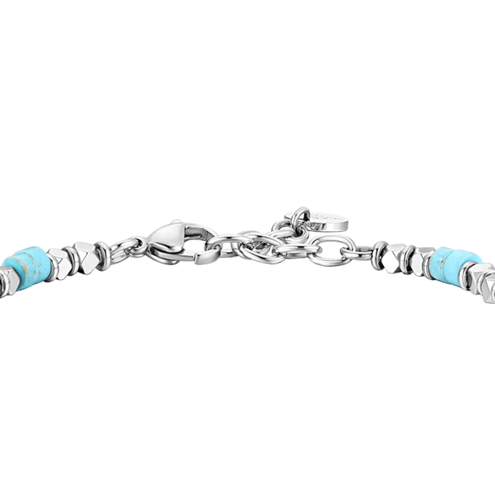 BRACCIALE UOMO IN ACCIAIO CON EMATITE E PIETRE TURCHESI - Image 5