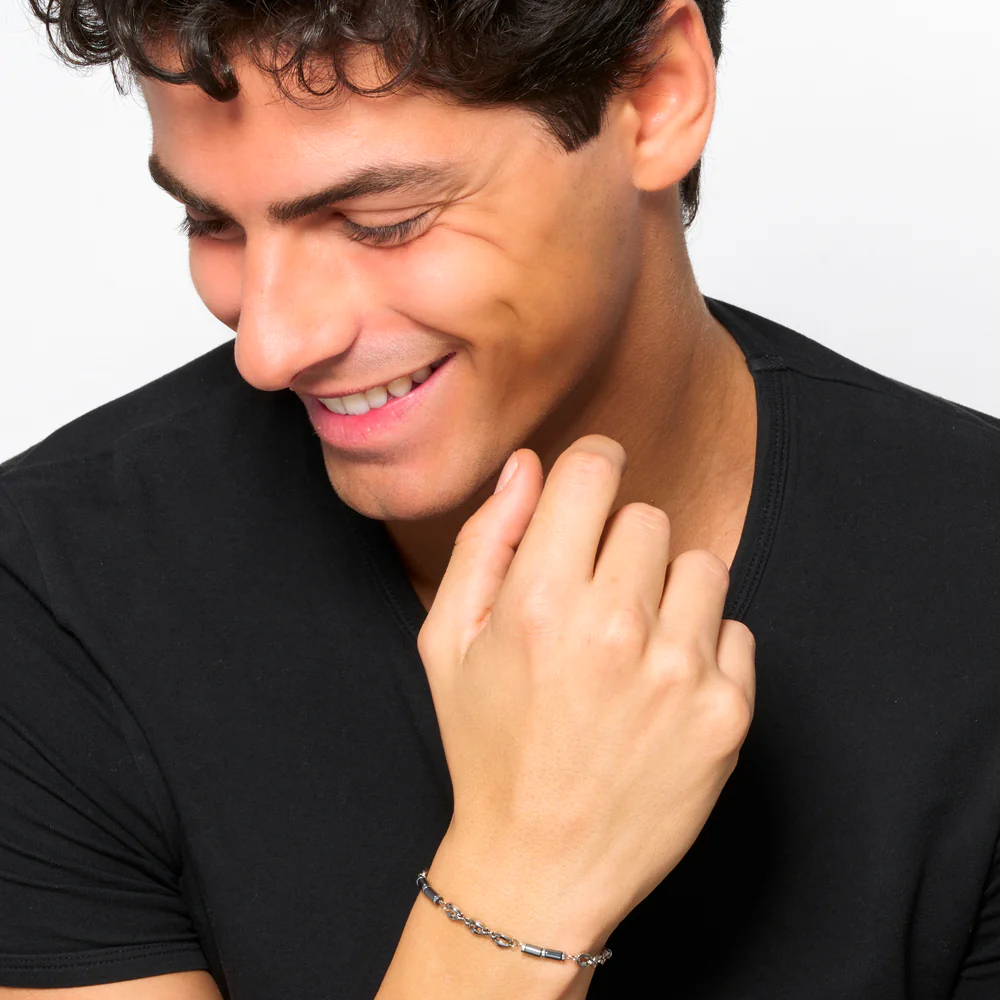 BRACCIALE UOMO IN ACCIAIO CON EMATITE GRIGIA - Image 3