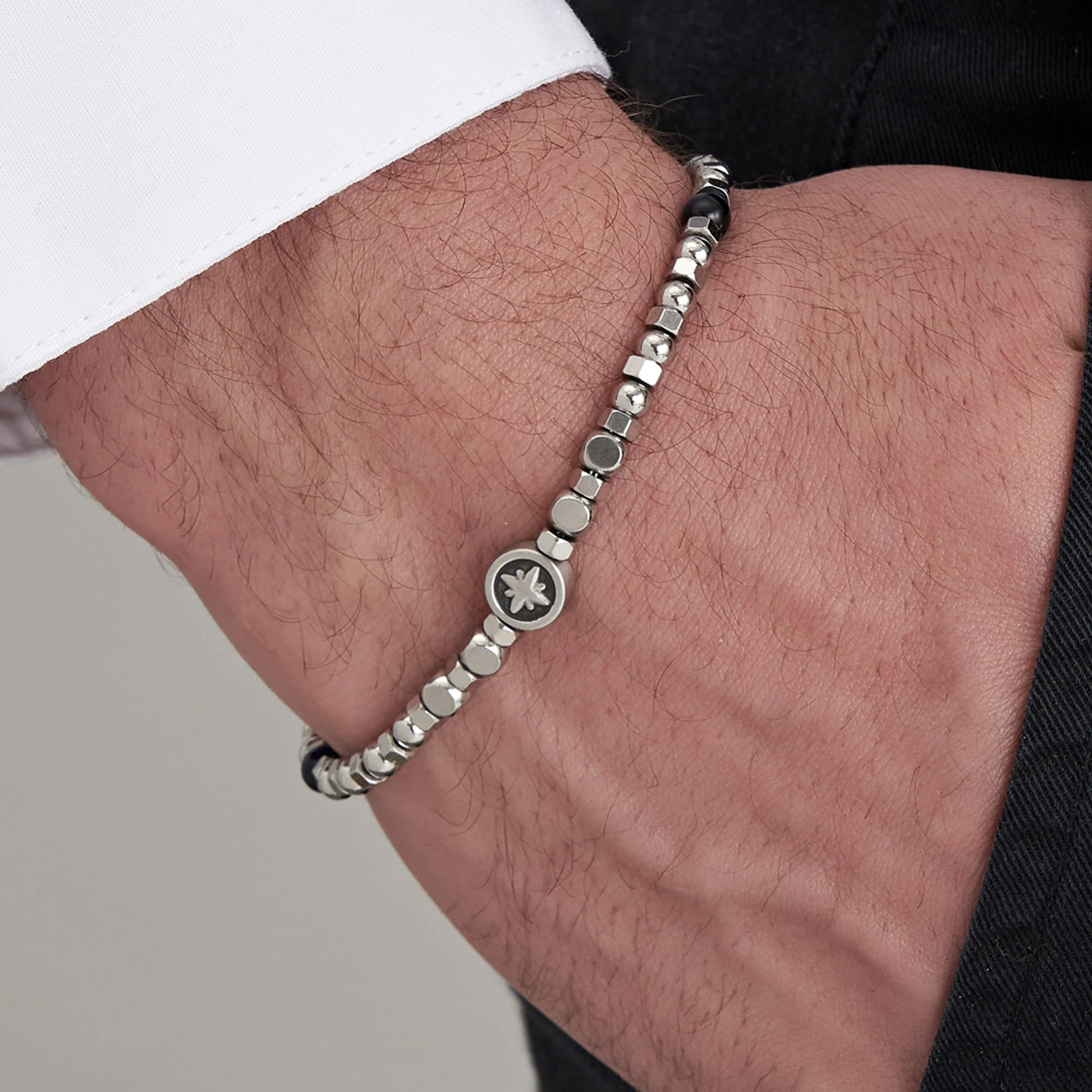 BRACCIALE UOMO IN ACCIAIO CON LAPIS E STELLA - Image 2