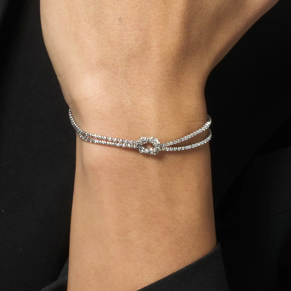 BRACCIALE UOMO IN ACCIAIO CON NODO E ZIRCONI BIANCHI - Image 2