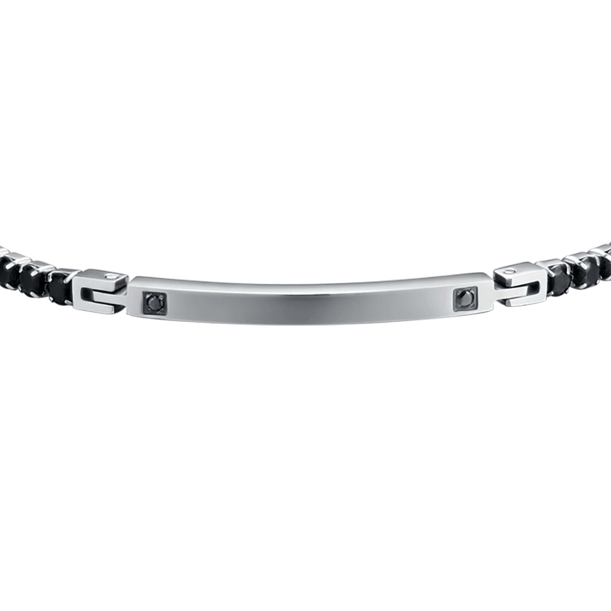BRACCIALE UOMO IN ACCIAIO CON PIASTRA E CRISTALLI NERI - Image 4