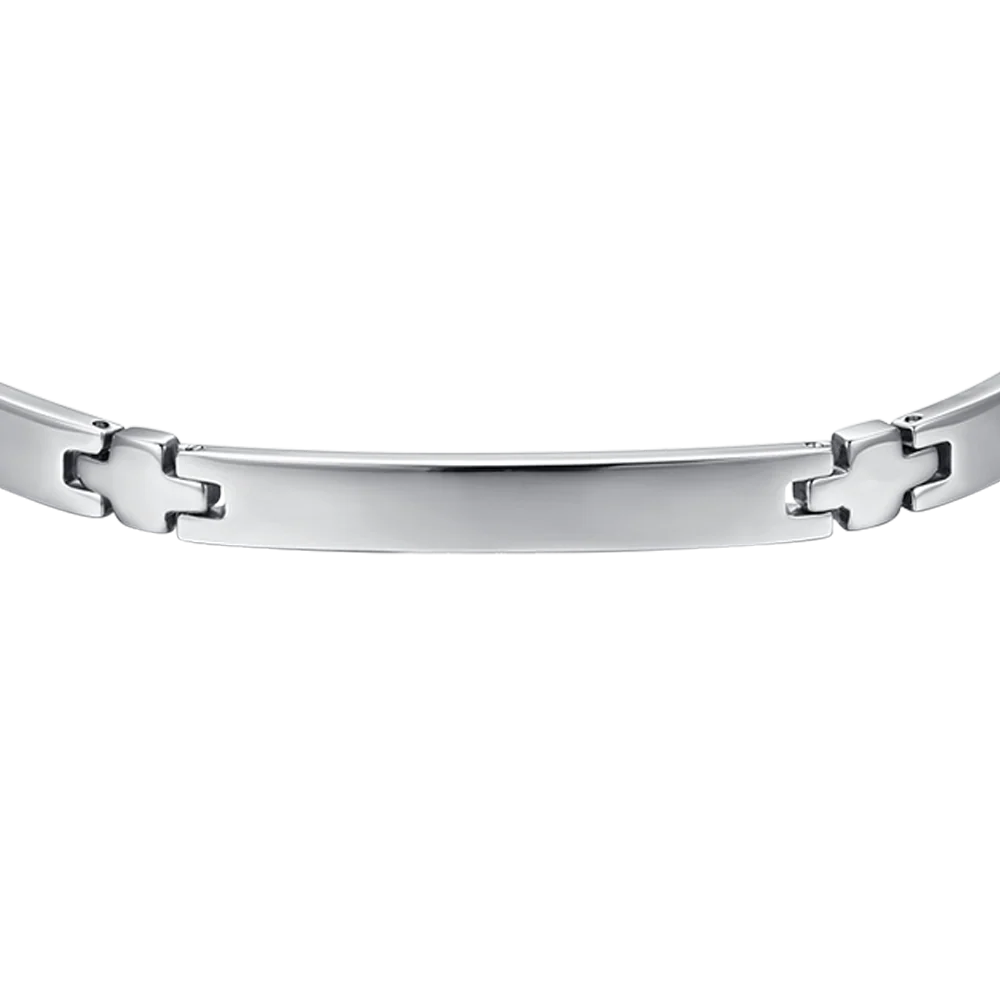 BRACCIALE UOMO IN ACCIAIO CON PIASTRA E CROCI SILVER - Image 4