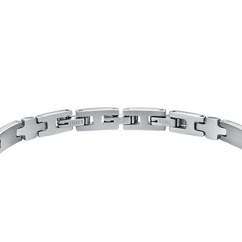 BRACCIALE UOMO IN ACCIAIO CON PIASTRA E CROCI SILVER - Image 5