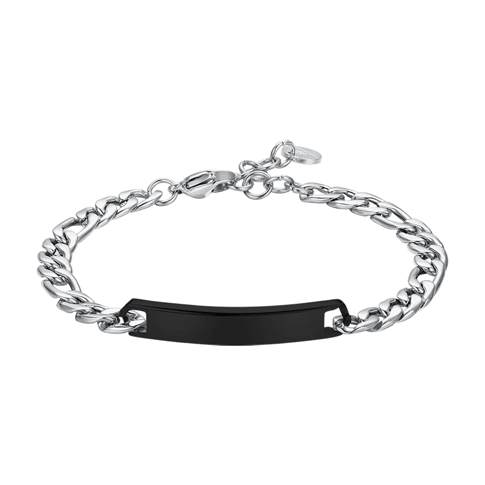 BRACCIALE UOMO IN ACCIAIO CON PIASTRA IP NERO