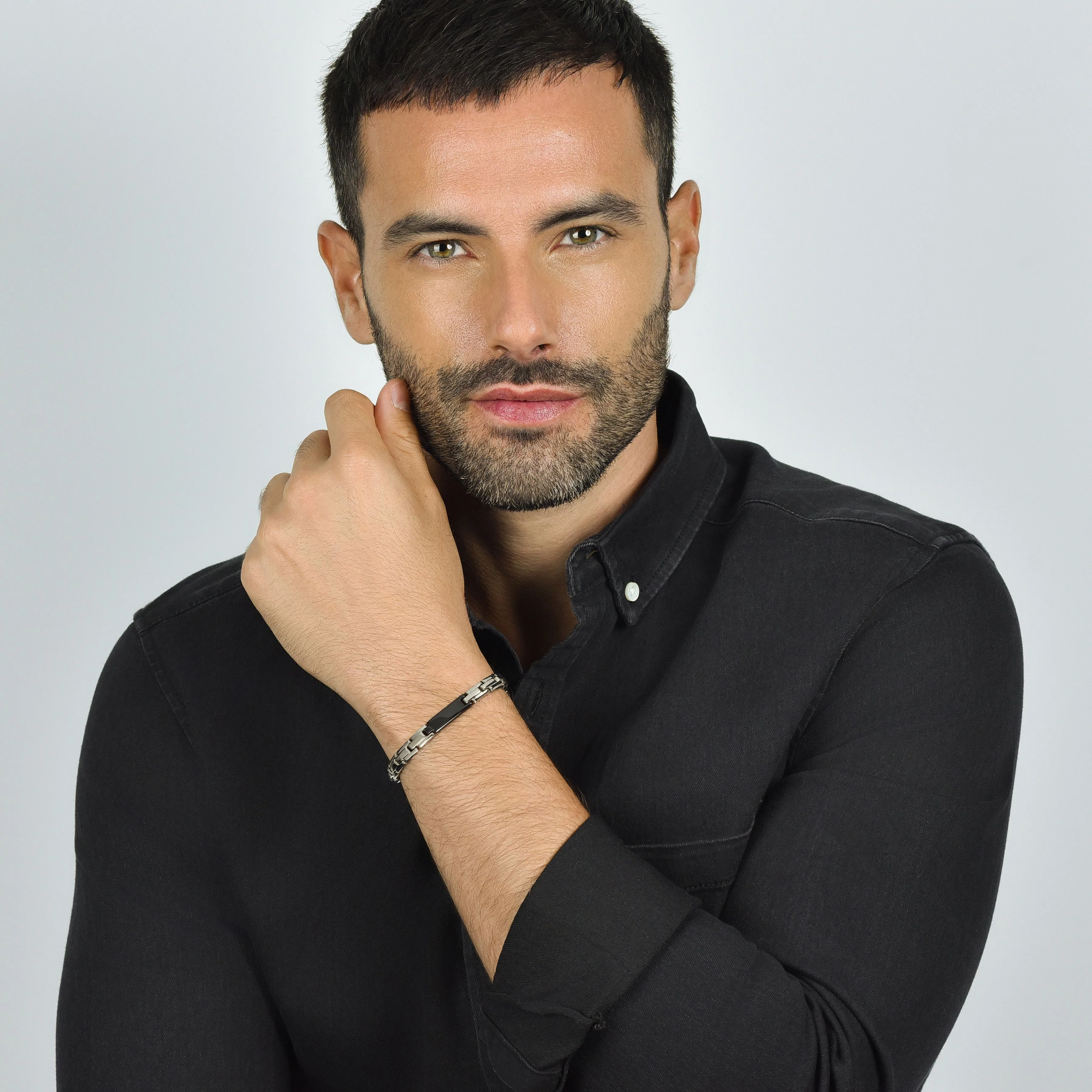 BRACCIALE UOMO IN ACCIAIO CON PIASTRA IP NERO - Image 3