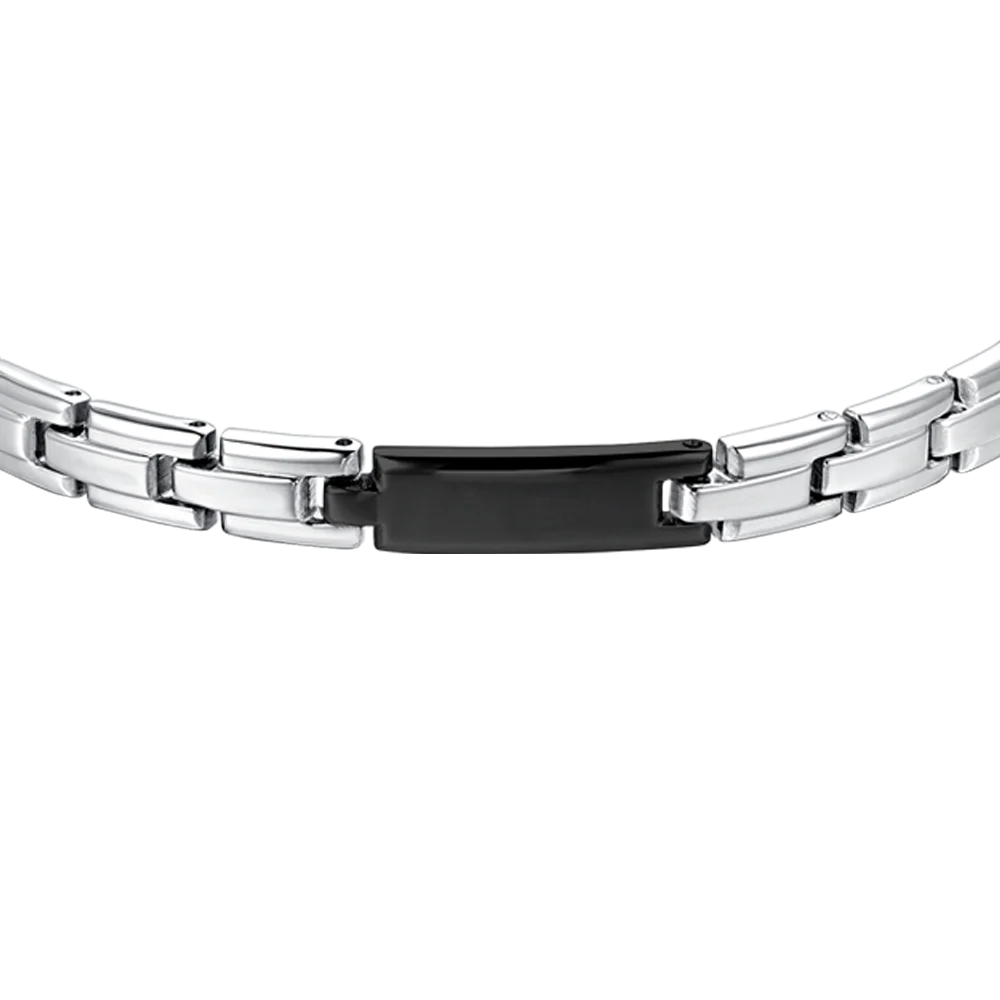 BRACCIALE UOMO IN ACCIAIO CON PIASTRA IP NERO - Image 4