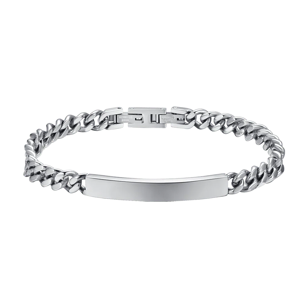 BRACCIALE UOMO IN ACCIAIO CON PIASTRA SILVER
