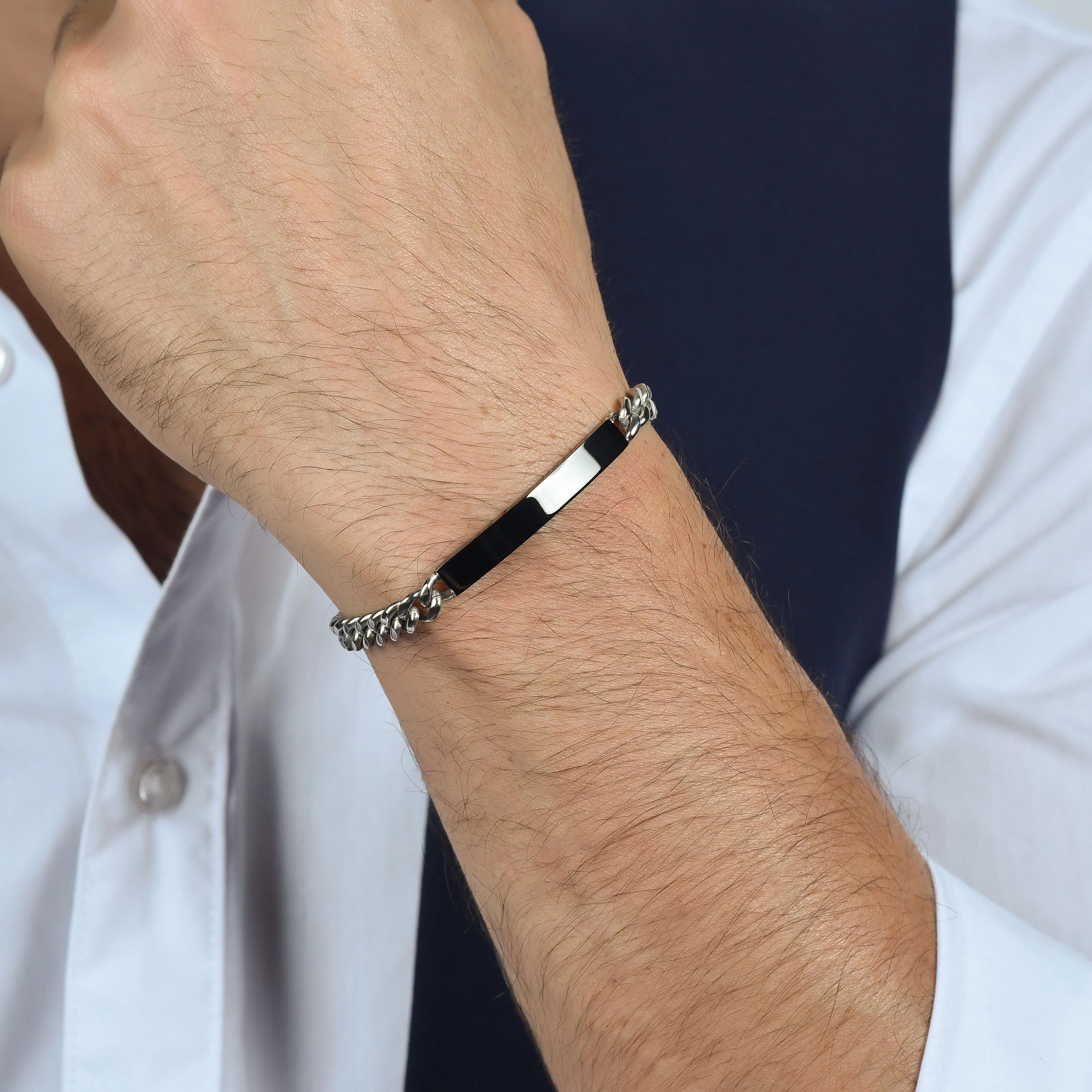 BRACCIALE UOMO IN ACCIAIO CON PIASTRA SILVER - Image 2