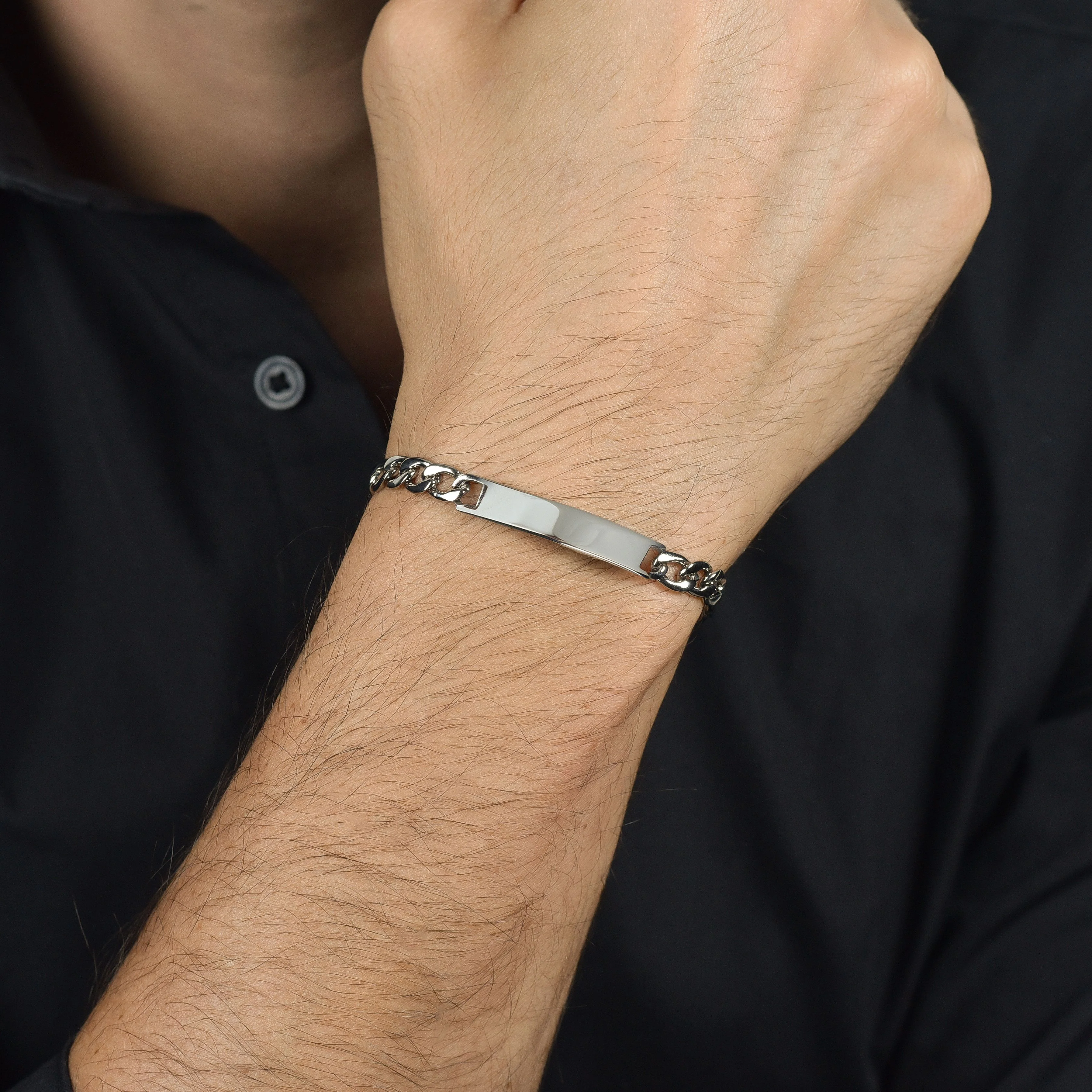 BRACCIALE UOMO IN ACCIAIO CON PIASTRA SILVER - Image 2
