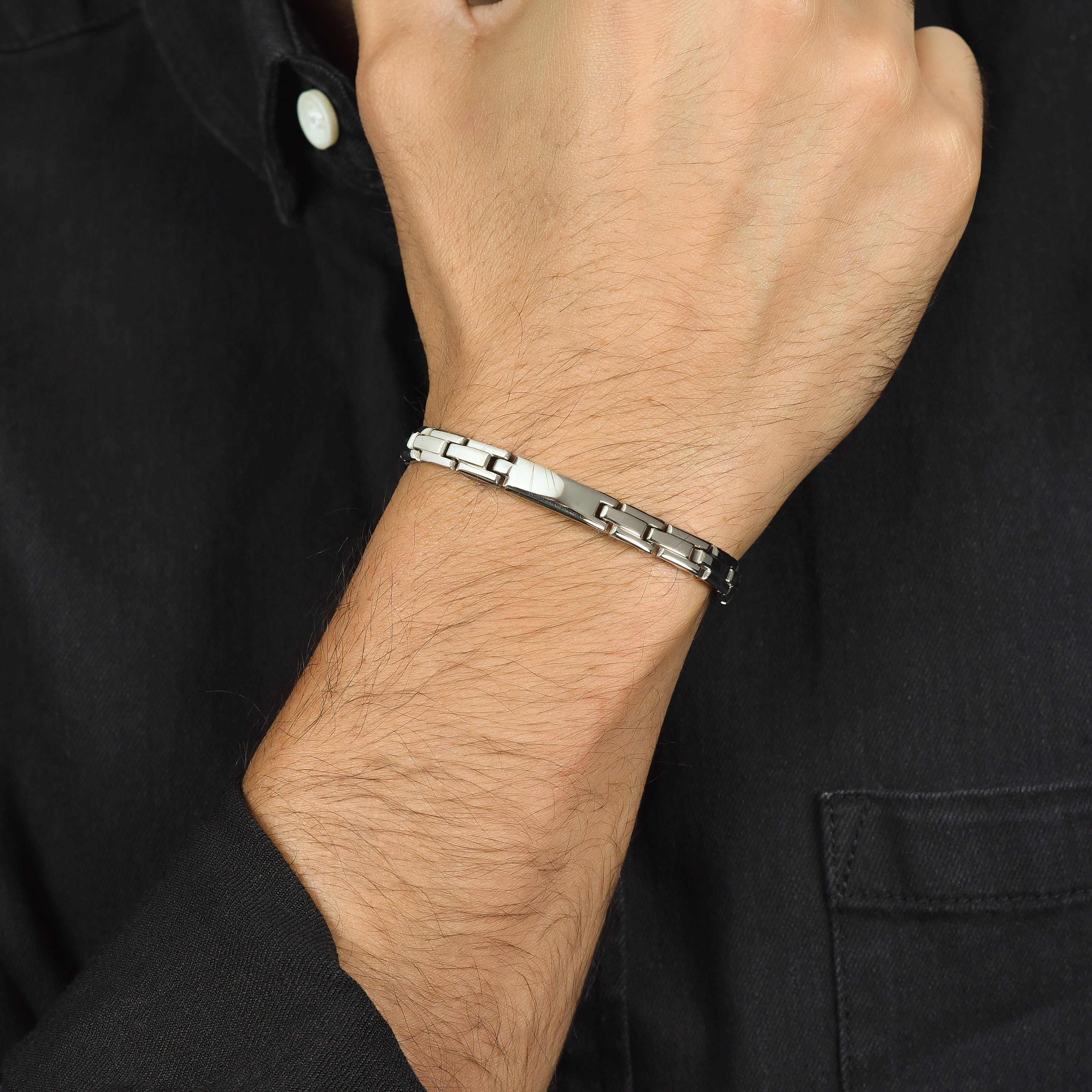 BRACCIALE UOMO IN ACCIAIO CON PIASTRA SILVER - Image 2
