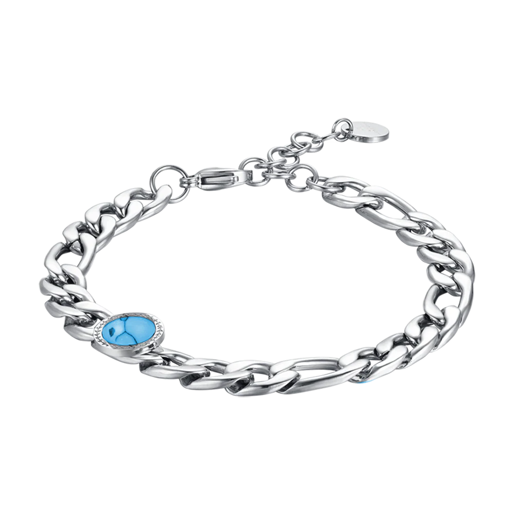 BRACCIALE UOMO IN ACCIAIO CON PIETRA TURCHESE