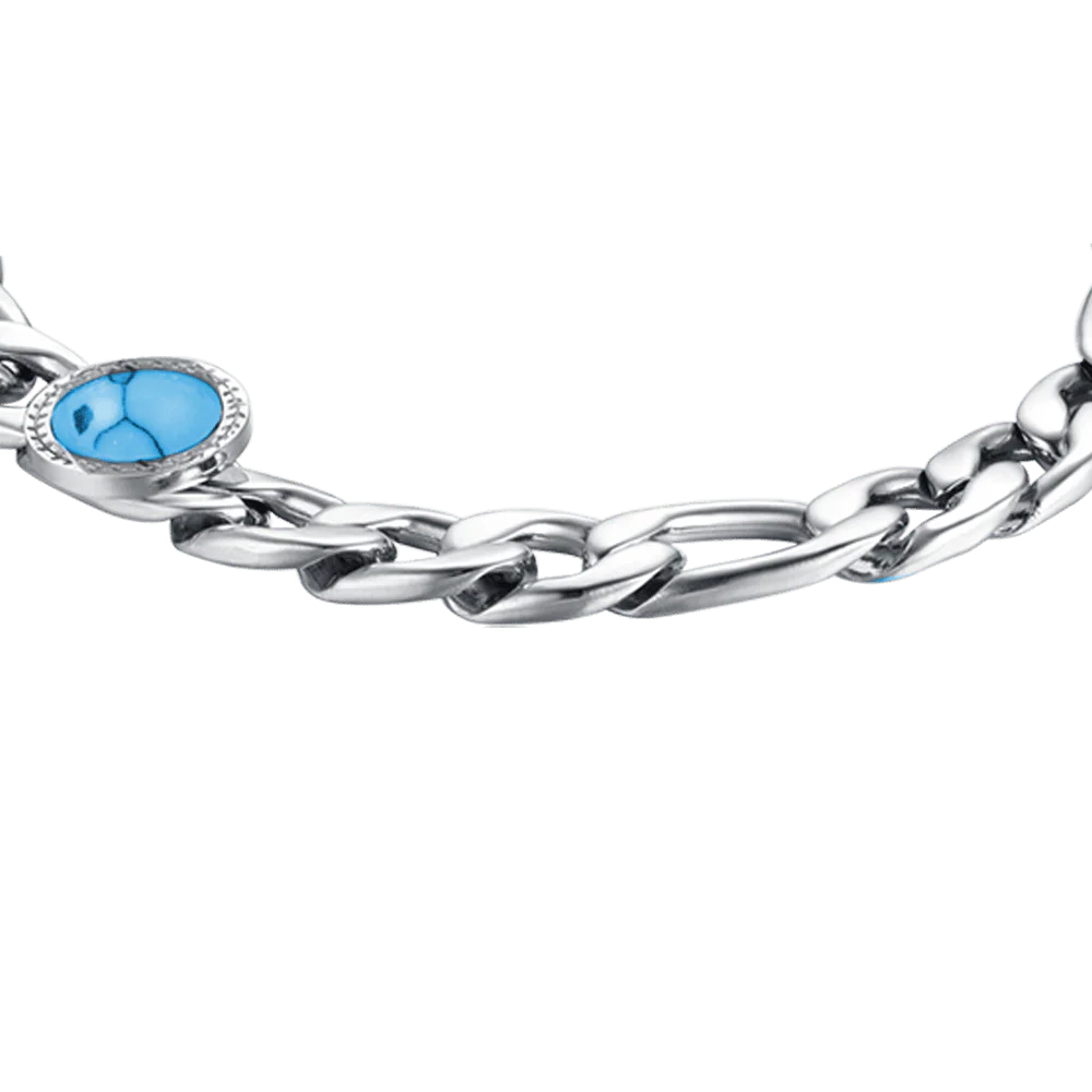 BRACCIALE UOMO IN ACCIAIO CON PIETRA TURCHESE - Image 4