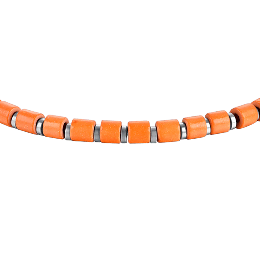 BRACCIALE UOMO IN ACCIAIO CON PIETRE ARANCIONI - Image 4