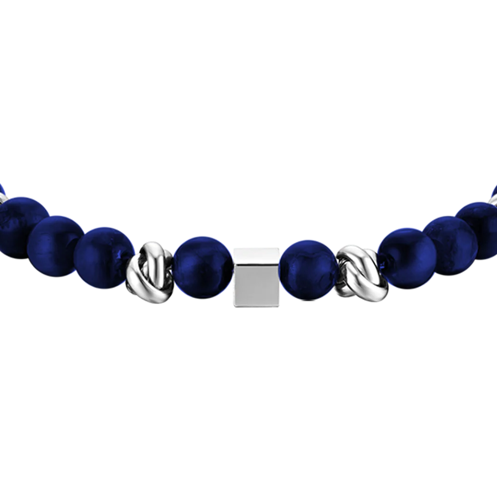 BRACCIALE UOMO IN ACCIAIO CON PIETRE BLU ED ELEMENTI IN ACCIAIO - Image 4