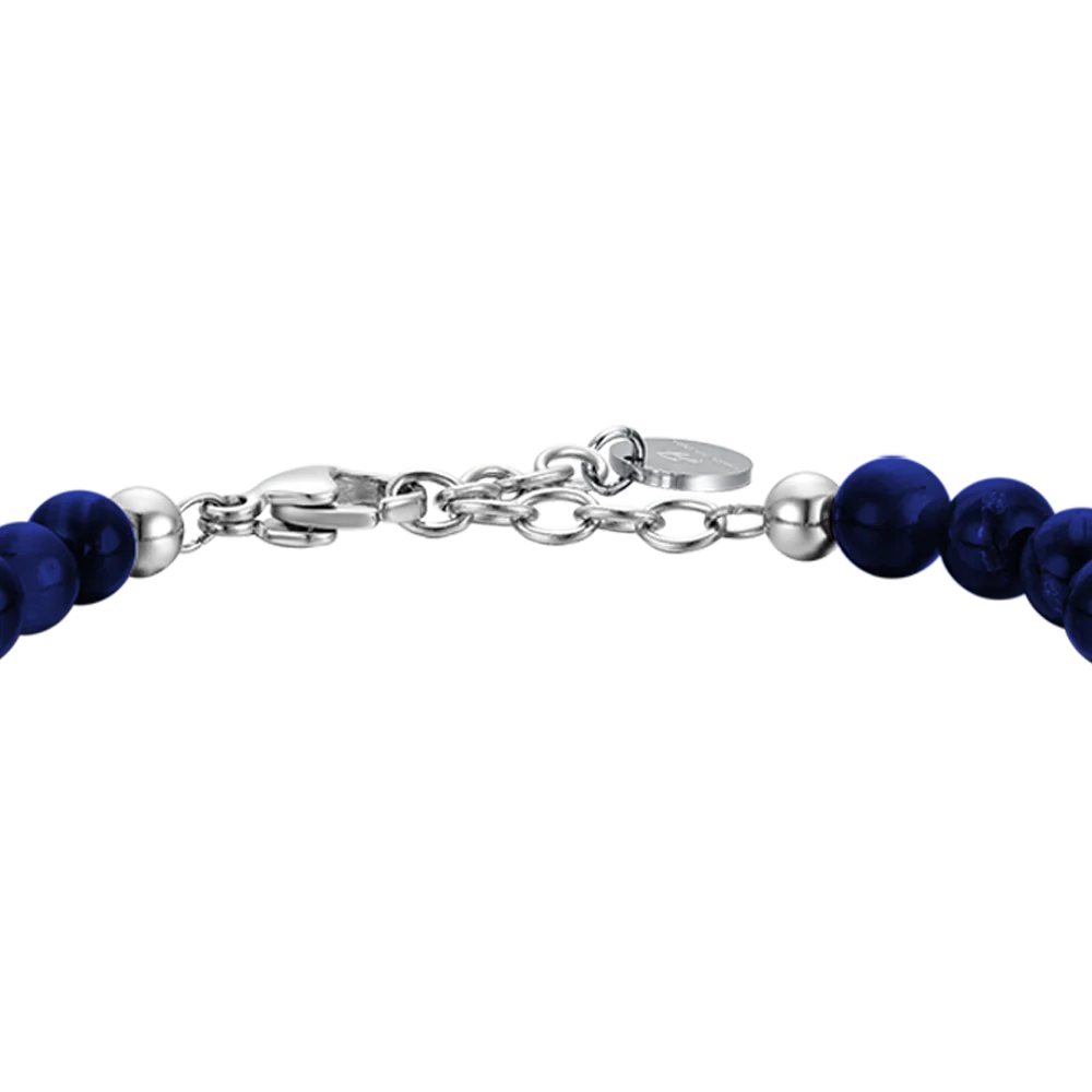 BRACCIALE UOMO IN ACCIAIO CON PIETRE BLU ED ELEMENTI IN ACCIAIO - Image 5