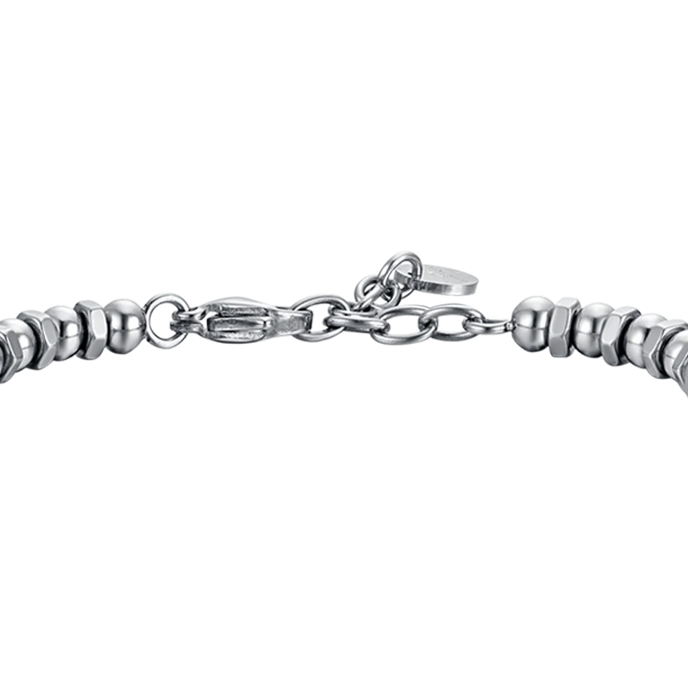BRACCIALE UOMO IN ACCIAIO CON ROSA DEI VENTI E SMALTO NERO - Image 5