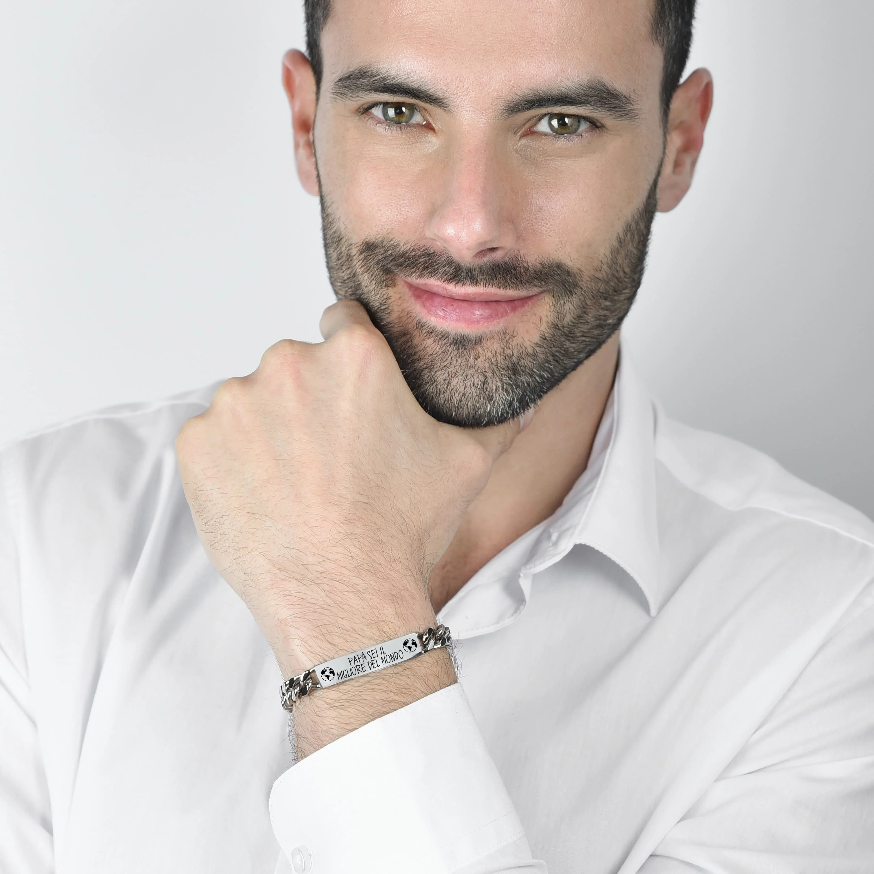 BRACCIALE UOMO IN ACCIAIO PAPA' SEI IL MIGLIORE DEL MONDO - Image 3