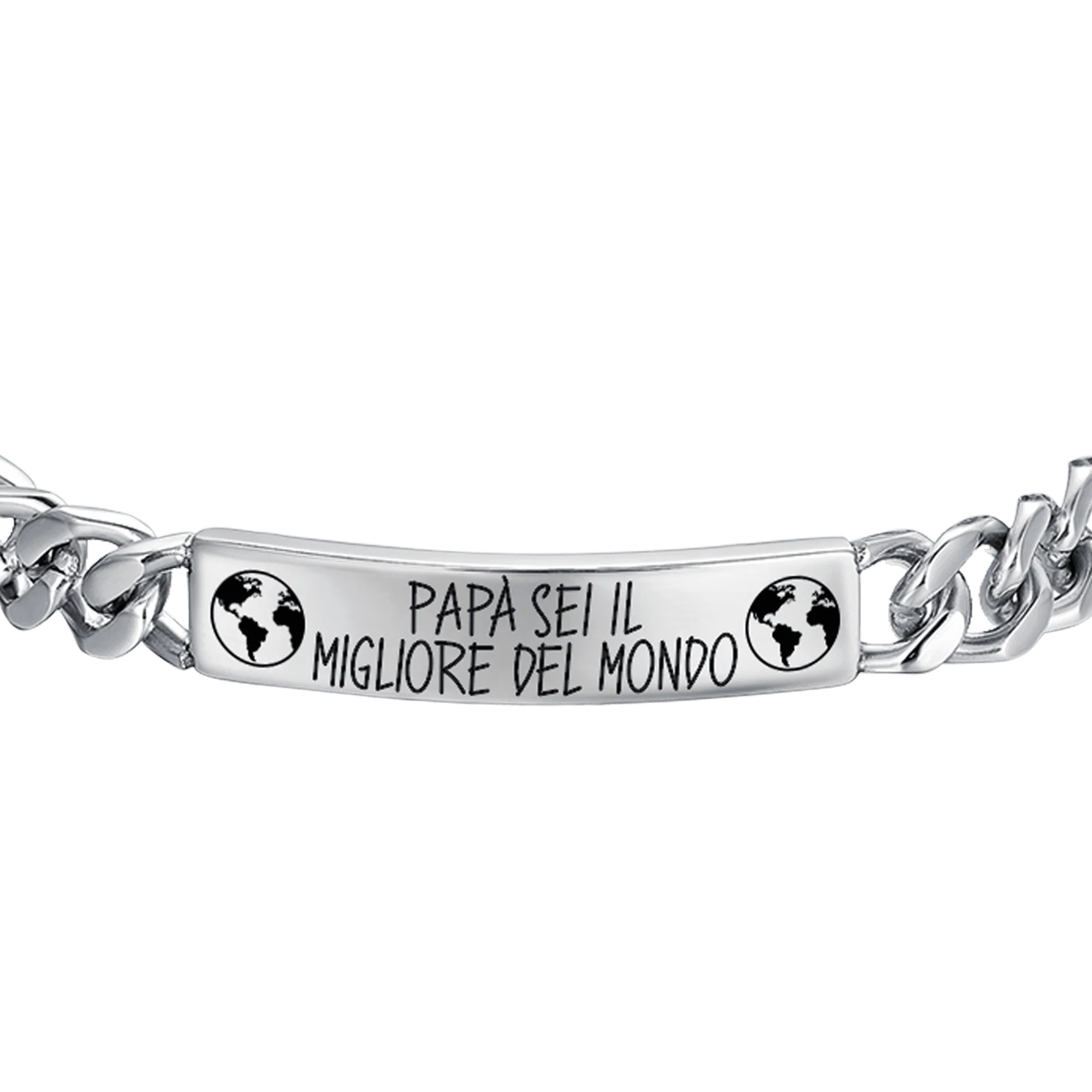 BRACCIALE UOMO IN ACCIAIO PAPA' SEI IL MIGLIORE DEL MONDO - Image 5