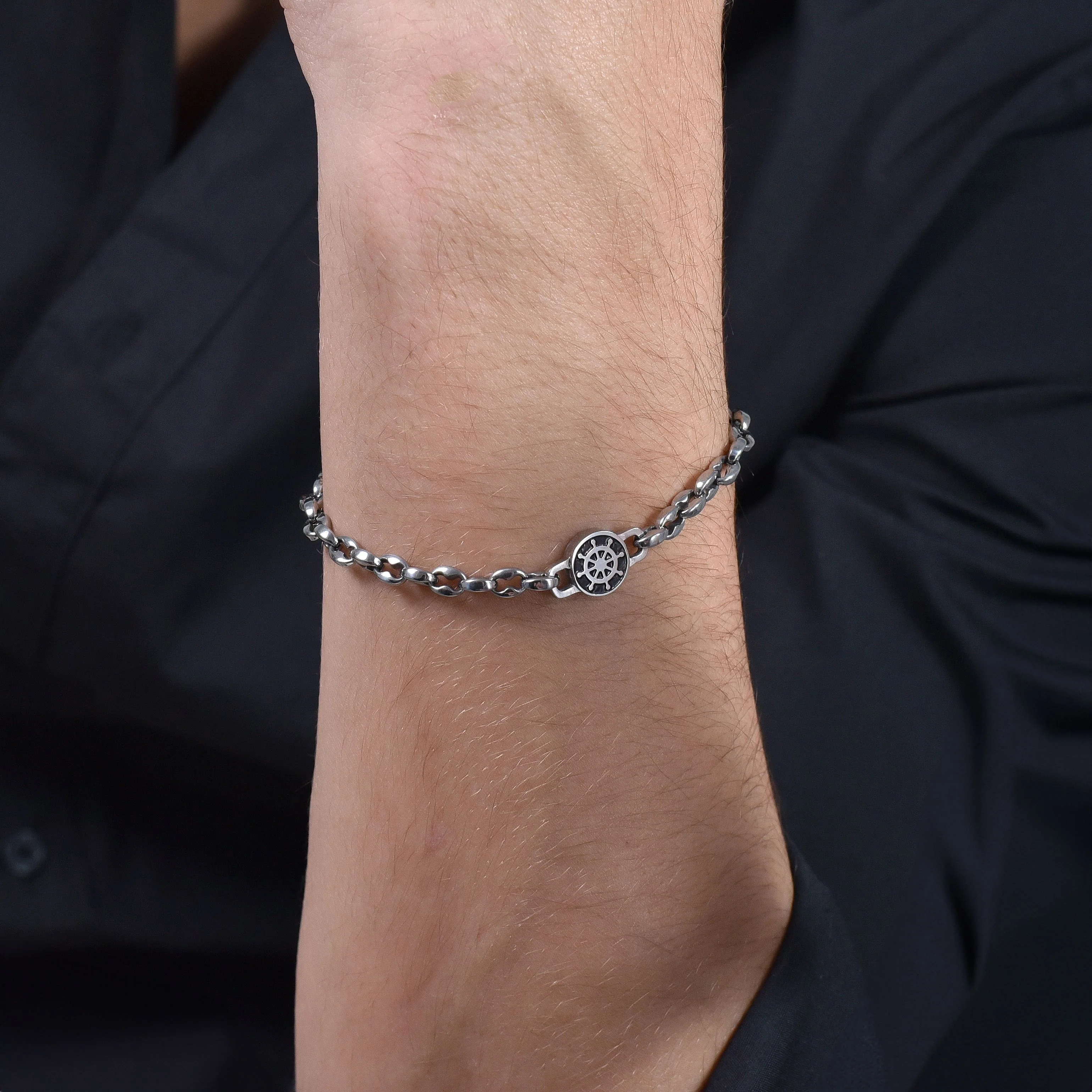 BRACCIALE UOMO IN ACCIAIO CON TIMONE - Image 2