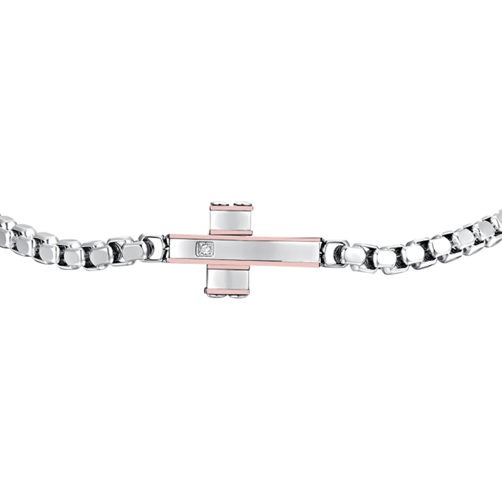 BRACCIALE UOMO IN ACCIAIO CROCE E ACCIAIO IP ROSE GOLD - Image 4