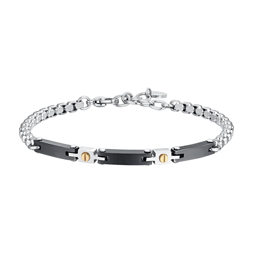BRACCIALE UOMO IN ACCIAIO E CERAMICA NERA