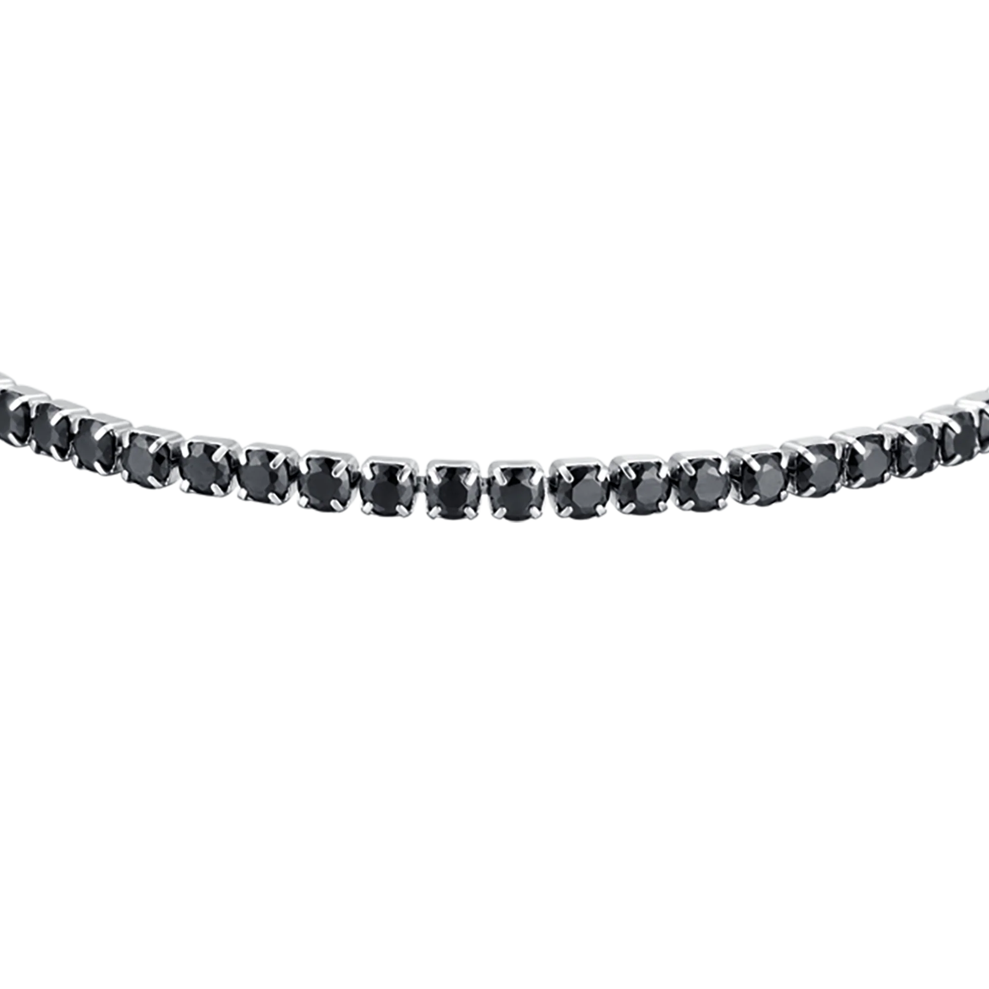 BRACCIALE TENNIS UOMO IN ACCIAIO CON CRISTALLI NERI - Image 4