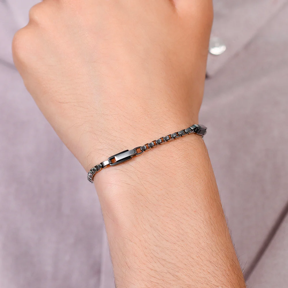 BRACCIALE UOMO IN ACCIAIO ELEMENTI IN ACCIAIO IP BLACK - Image 2