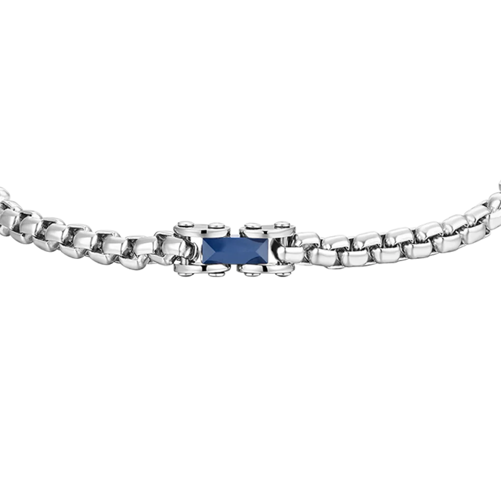 BRACCIALE UOMO IN ACCIAIO ELEMENTI IN CERAMICA BLU - Image 4