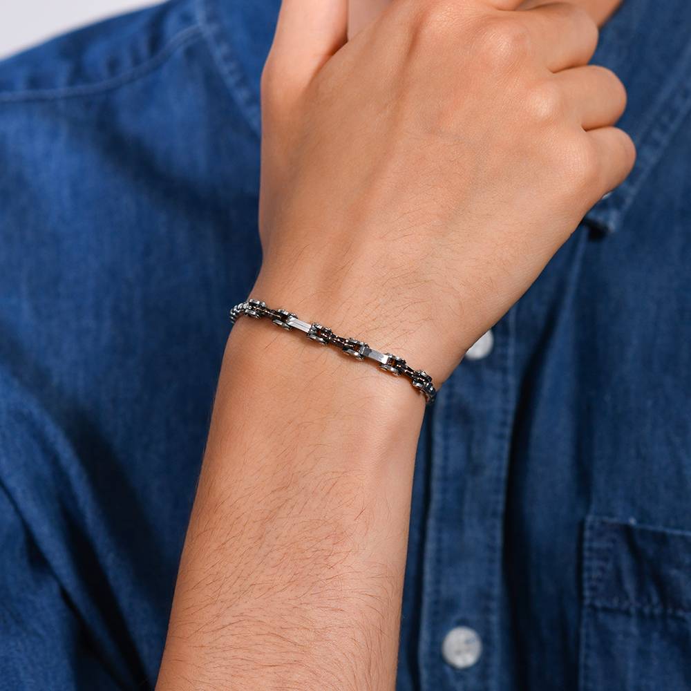 BRACCIALE UOMO IN ACCIAIO ELEMENTI IP NERO E IP ROSE - Image 2