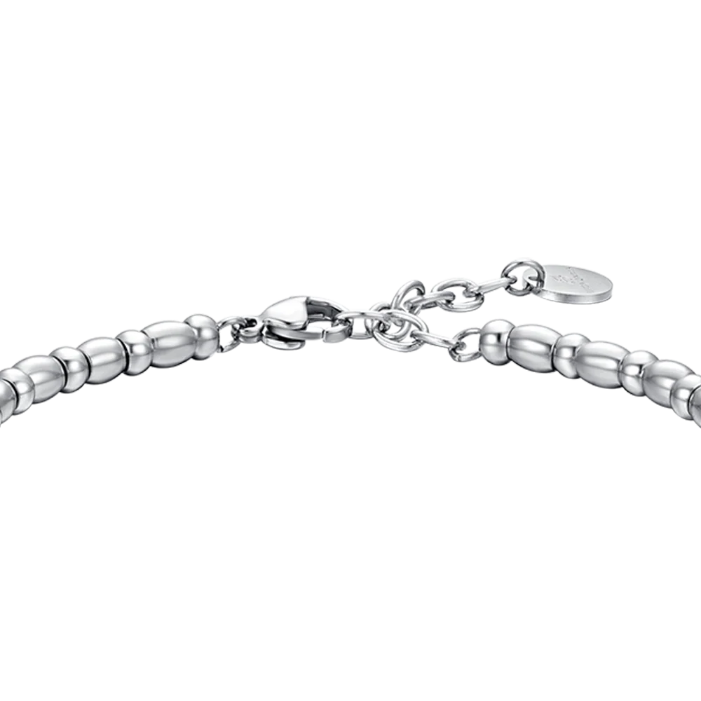 BRACCIALE UOMO IN ACCIAIO ELEMENTO CON GIGLIO SILVER E SMALTO NERO - Image 5